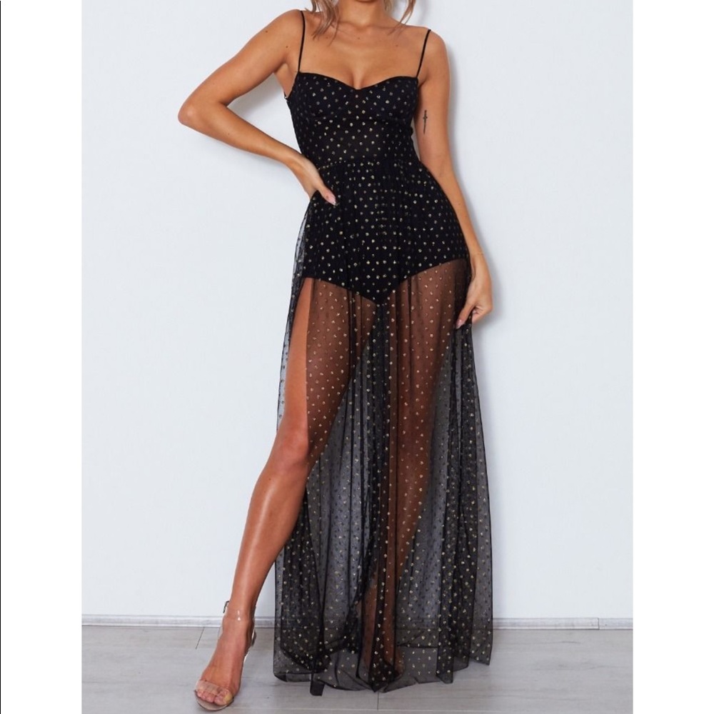 White Fox Boutique Black&Gold Maxi Dress